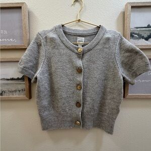 Maeve Heather Gray Short Sleeve Button Cardigan